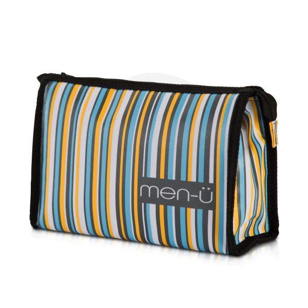 Stripes Toiletry Bag - Grey Blue Yellow
