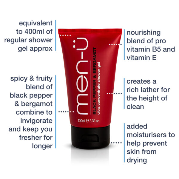 Black Pepper & Bergamot Shower Gel Tube 100ml - Image 3