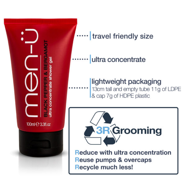 Black Pepper & Bergamot Shower Gel Tube 100ml - Image 4
